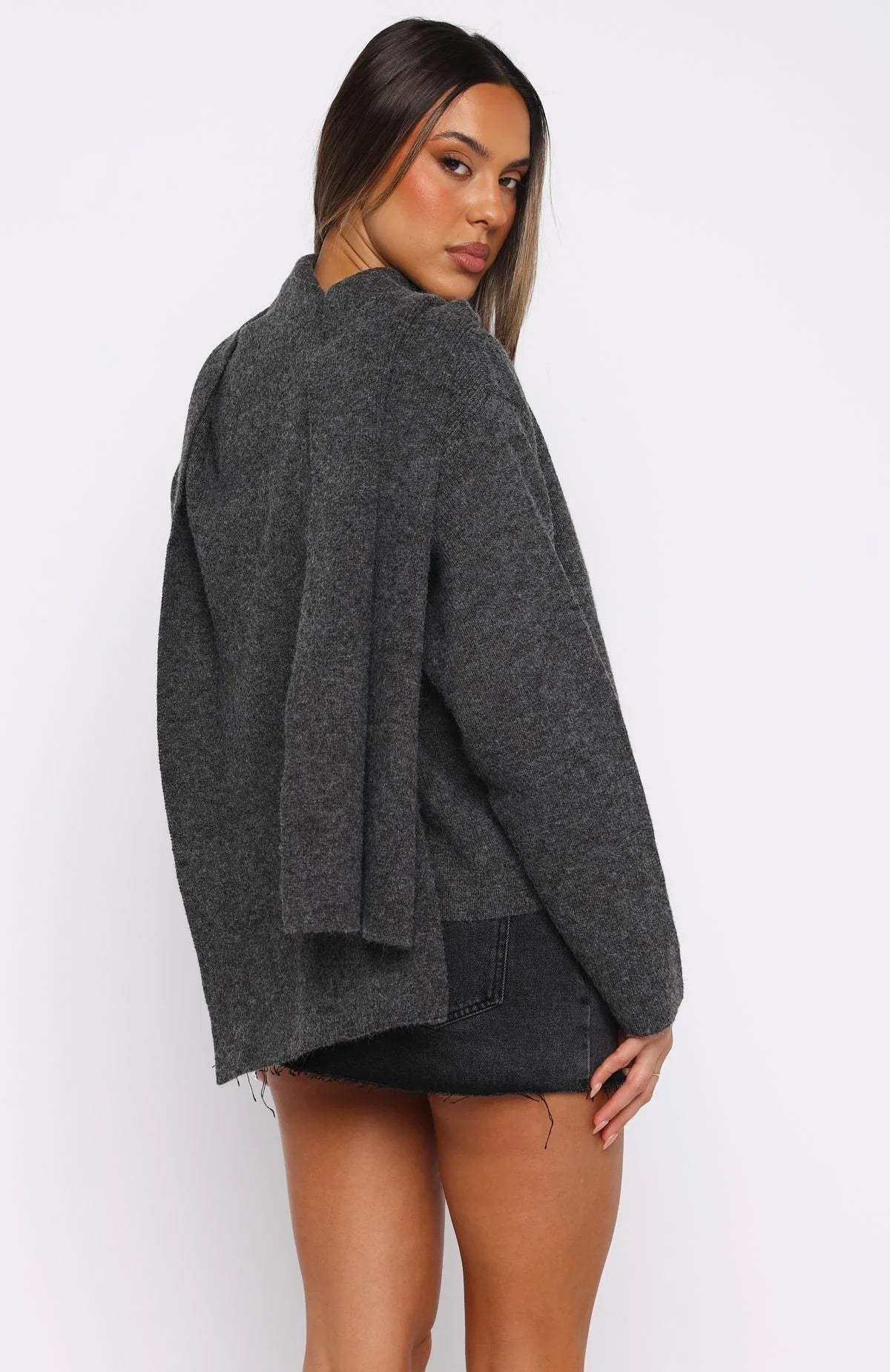 Luxe Layers Knit Sweater Charcoal