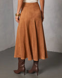 Maicie Pleated Faux Suede Maxi Skirt
