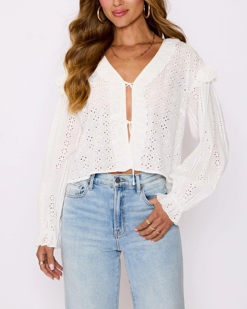 Mabel Ruffle Tie Front Blouse