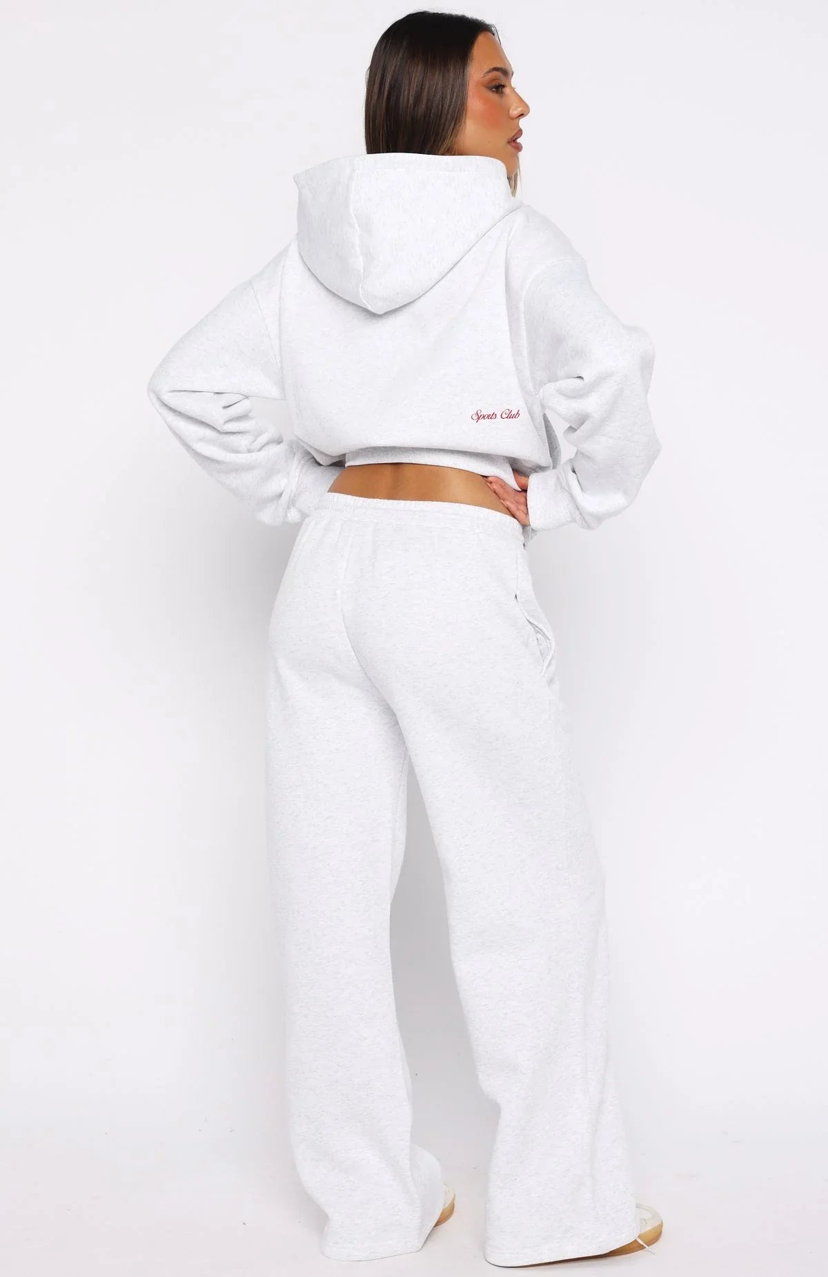 Club 14 Allie Wide Leg Sweatpants Grey Marle