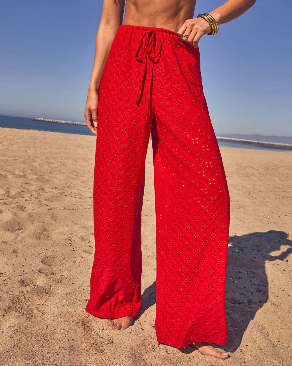 Riviera Nights Drawstring Eyelet Cover Up Pants