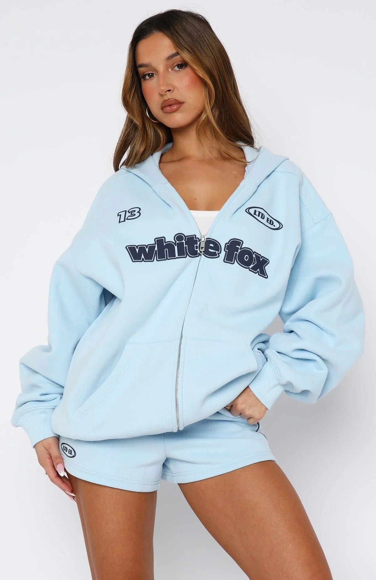 Ready To Go Zip Front Hoodie Baby Blue