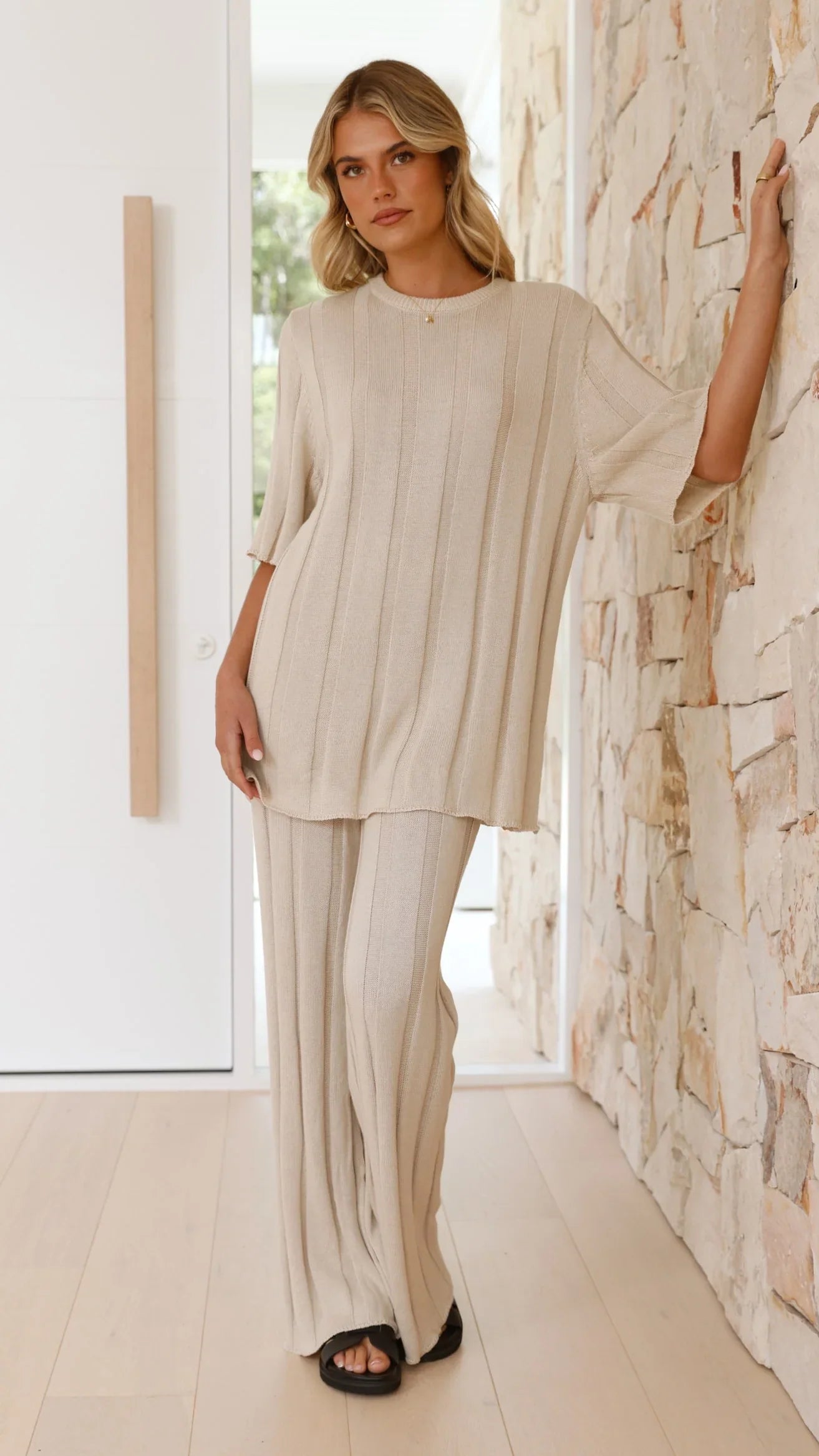 Bayu Knit Pants Cream