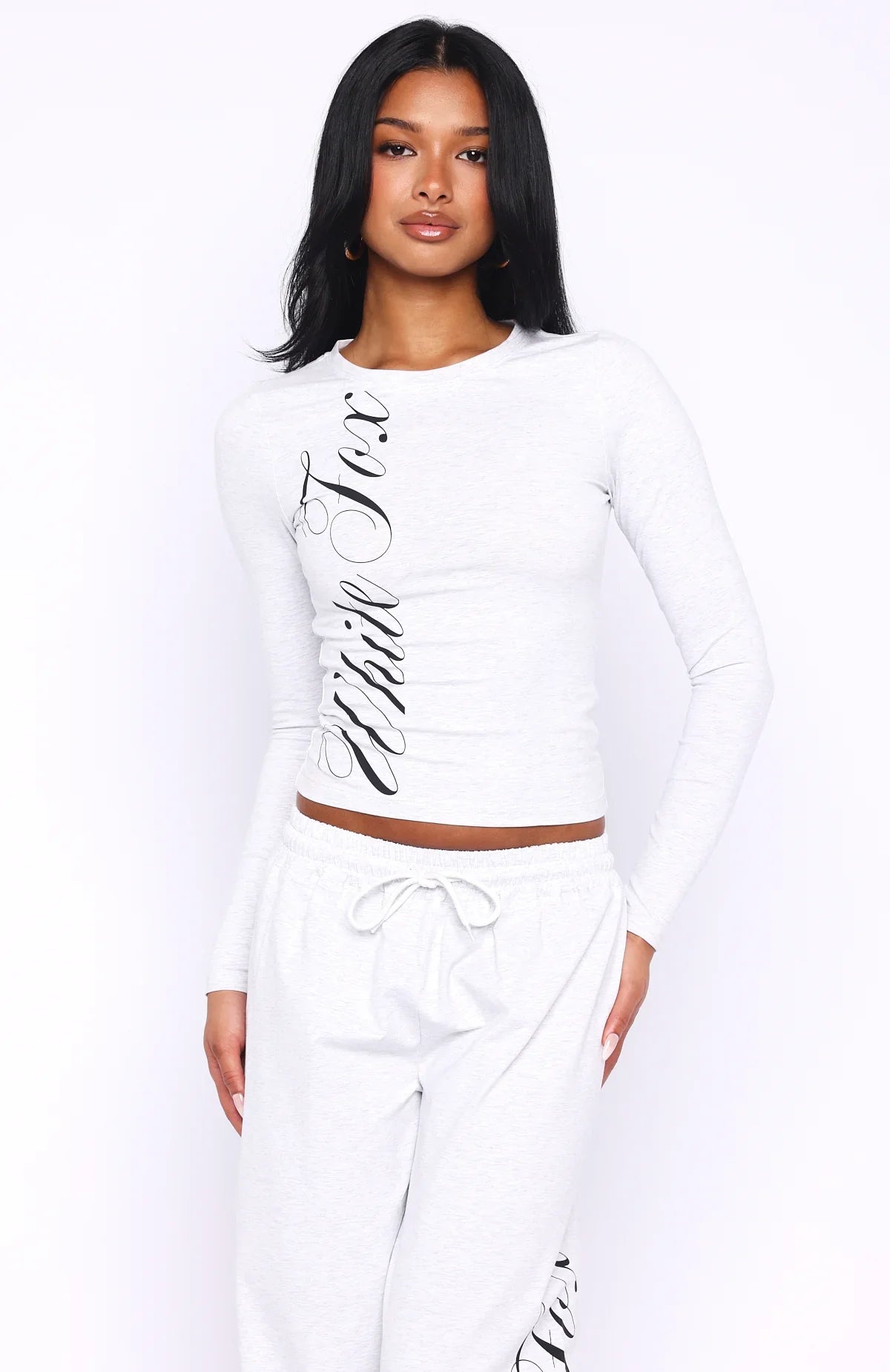 Luxurious Girl Long Sleeve Baby Tee Grey Marle