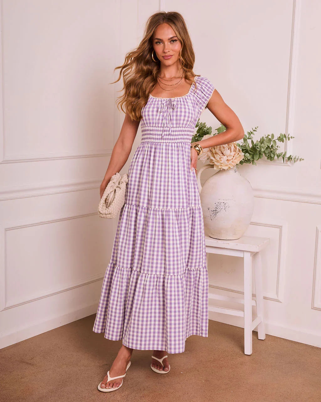Willowy Meadow Gingham Maxi Dress