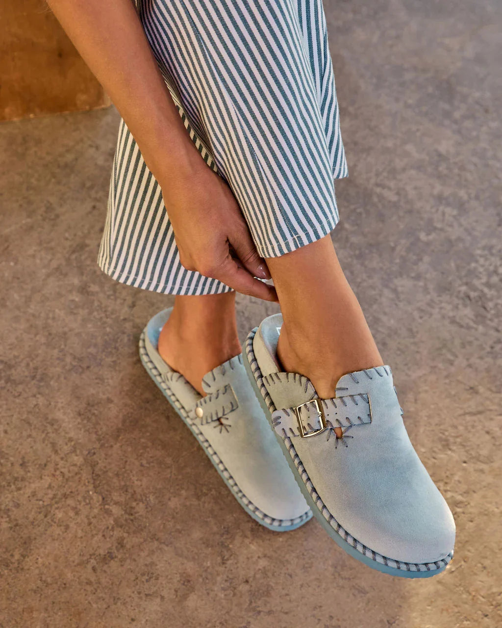 Chic Comfort Stitch Slip On Mules