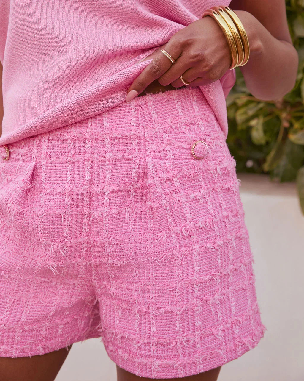 Marivine Frayed Tweed Shorts