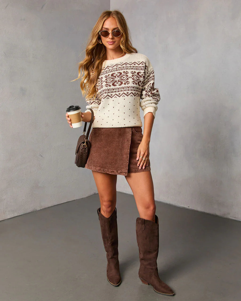 Naelle Fair Isle Print Sweater