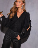 Cold Flame Metallic Knit Open Sleeve Cardigan