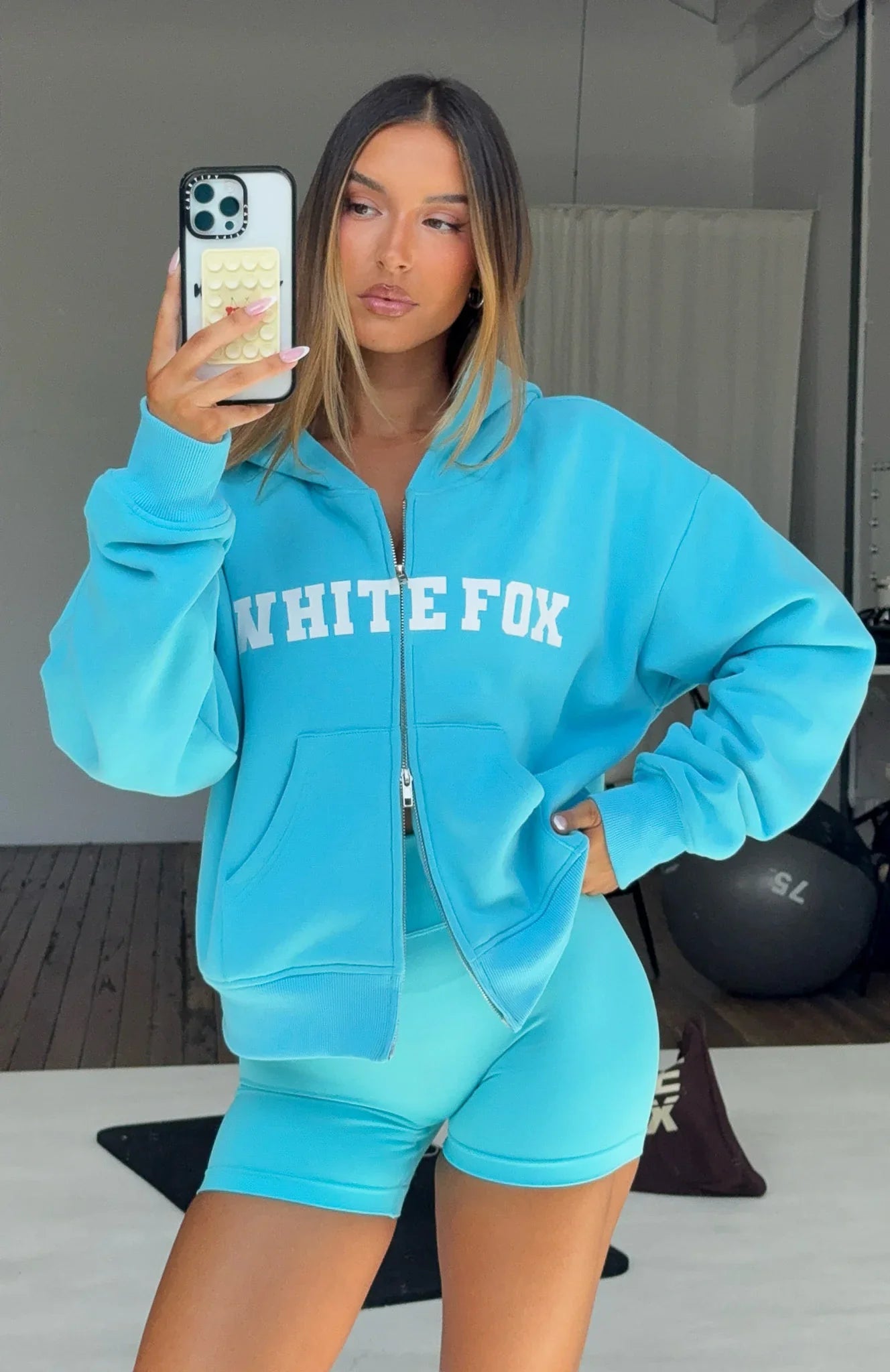 Starting Off Strong Boxy Zip Front Hoodie Azure