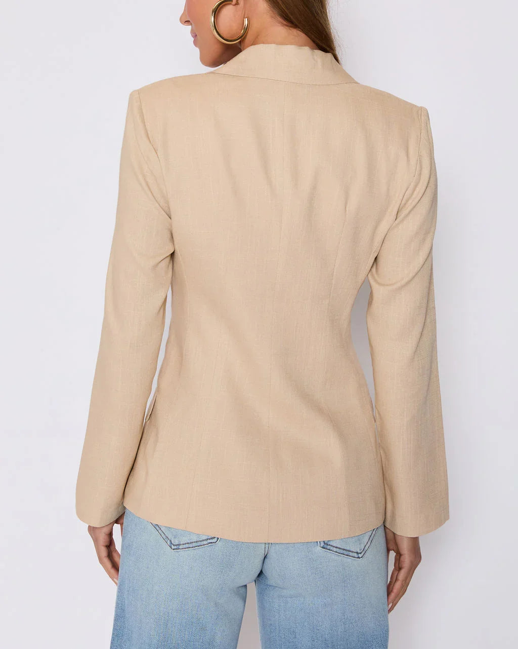 Sandy Linen Pocketed Blazer