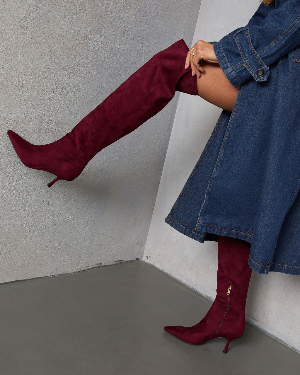 Spiced Garnet Suede Over The Knee Boots
