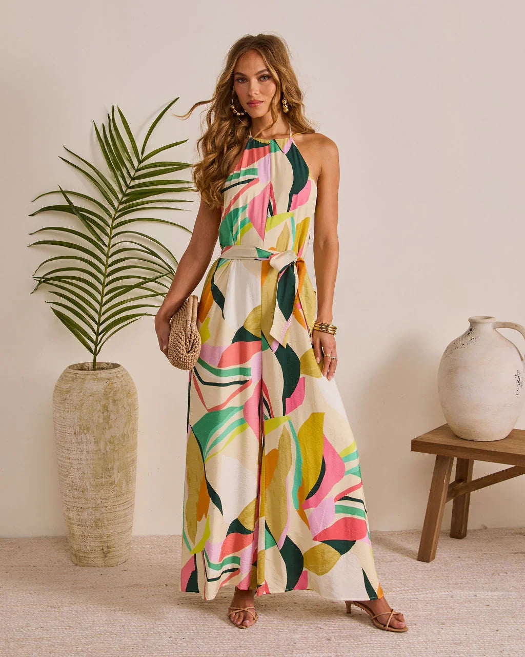 Vacation Crush Abstract Halter Jumpsuit