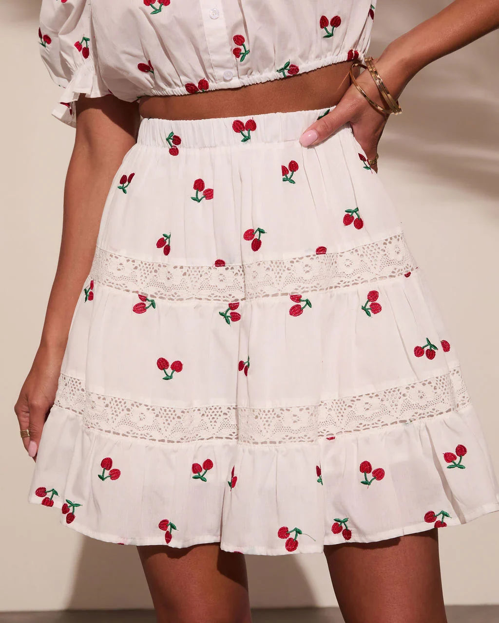 Celinea Cherry Print Mini Skirt
