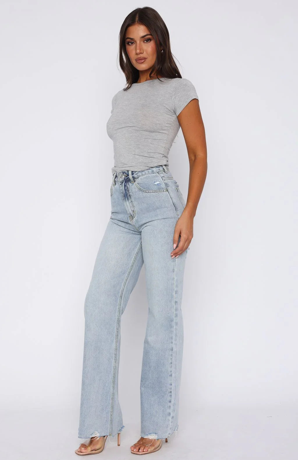 Alana High Waisted Straight Leg Jeans Light Blue