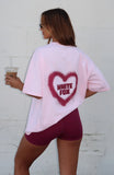 11th Street City Girl At Heart Oversized Tee Strawberry Whip