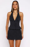 Busy Getting Money Halter Top Black Polka Dot