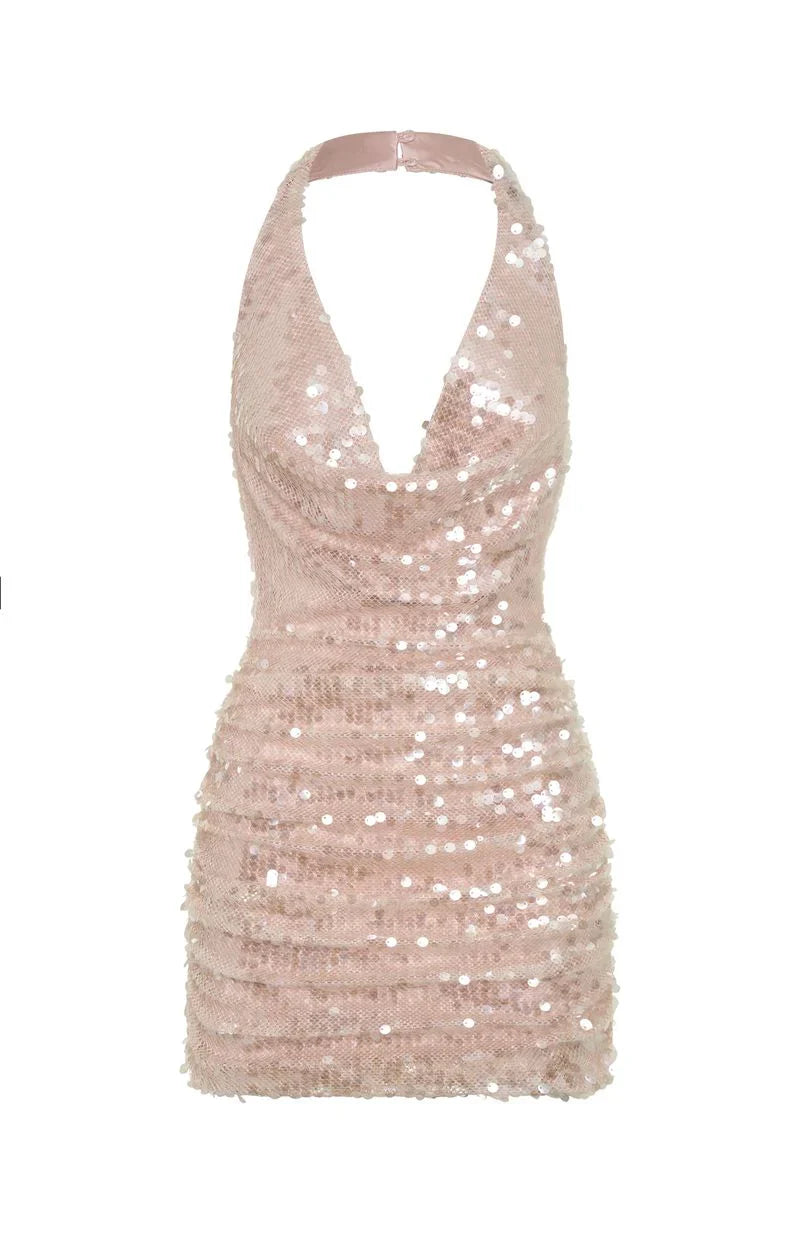 At The Function Halter Mini Dress Pink