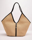 Coastal Mood Textured Vegan Leather Trim Tote Bag