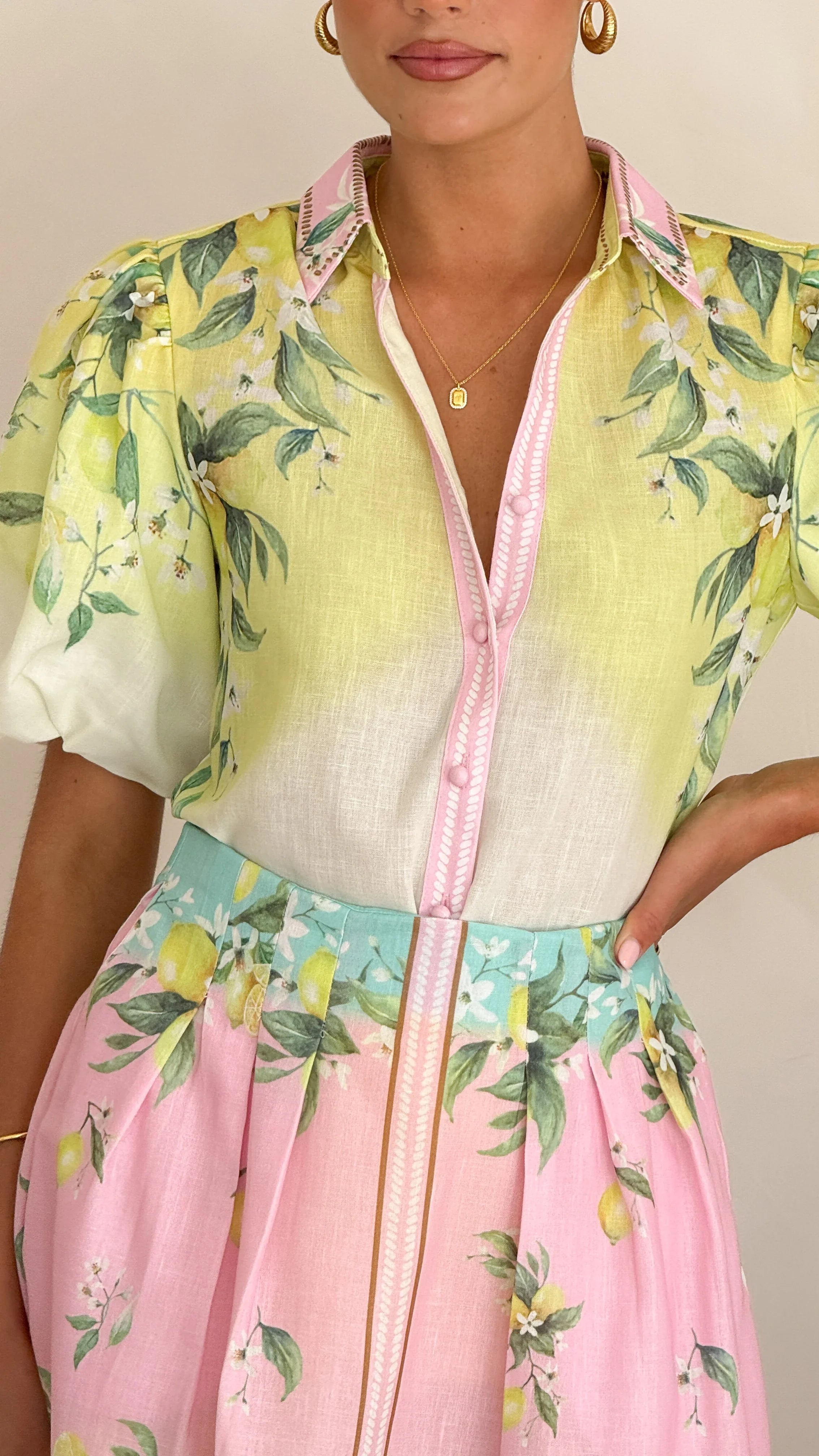 Verena Button Up Shirt Rosé Lemonade