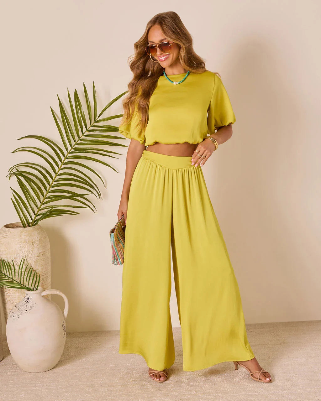 Island Drift Pleated Wide Leg Pants