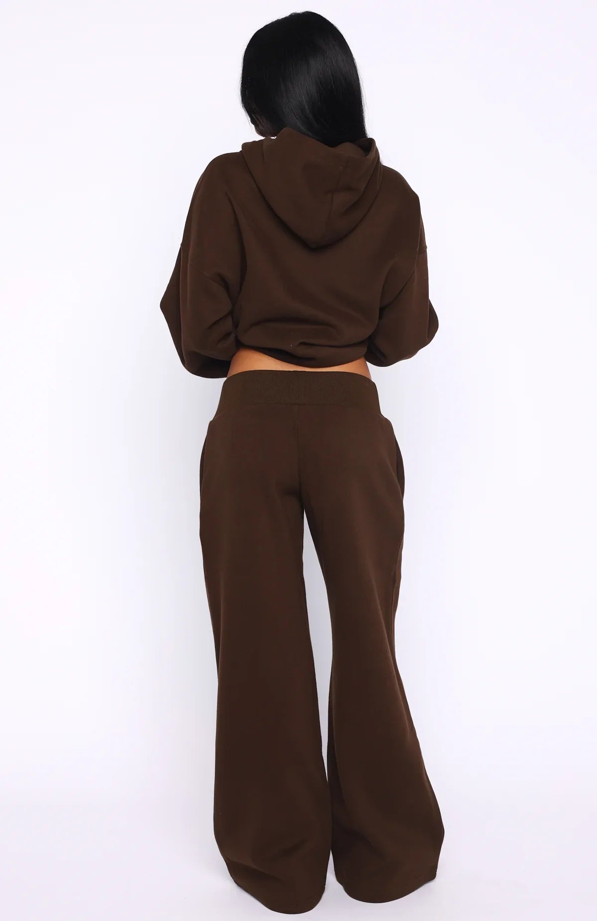 Come A Long Way Wide Leg Sweatpants Chocolate