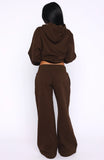 Come A Long Way Wide Leg Sweatpants Chocolate