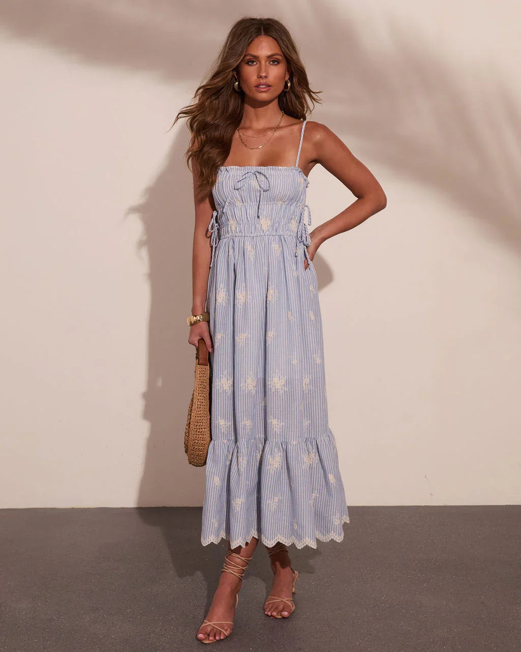 Ameliah Striped Floral Maxi Dress