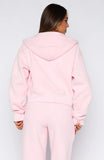 Come A Long Way Boxy Zip Front Hoodie Pink