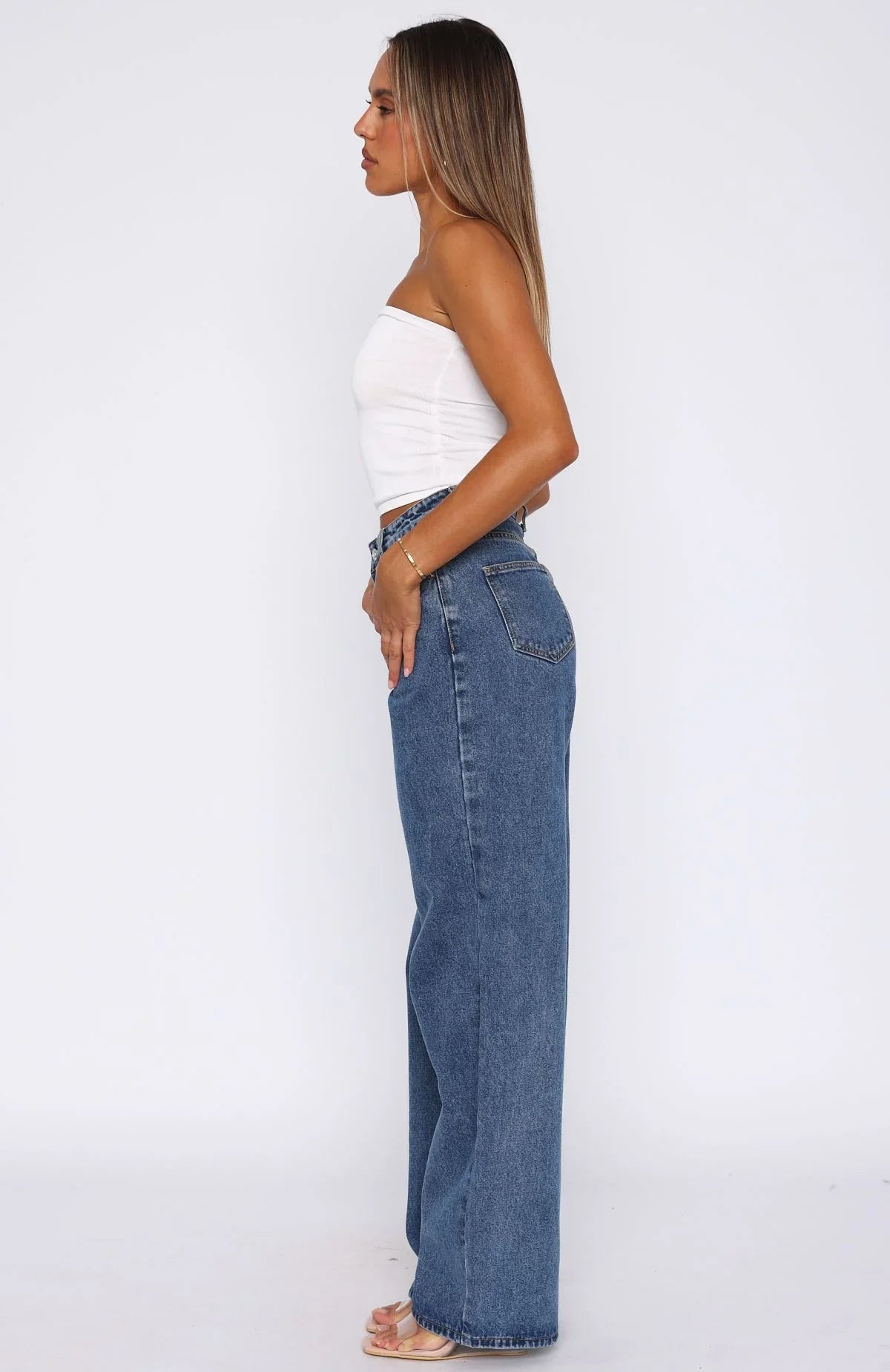 Bring The Style High Rise Wide Leg Jeans Admiral Blue