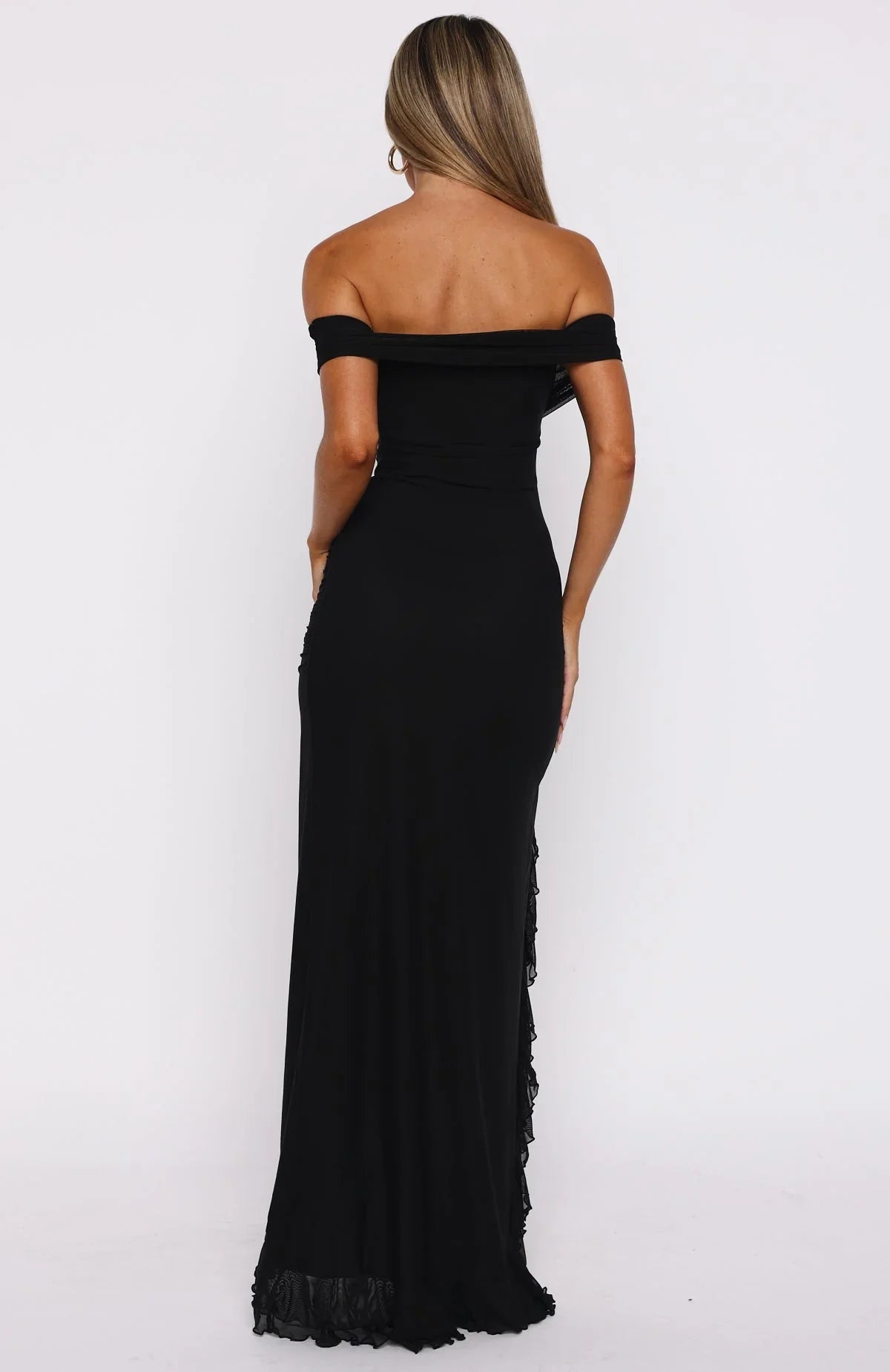 Icon In Motion Off Shoulder Maxi Dress Black