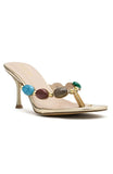 Nina Beaded Mules Metallic Gold
