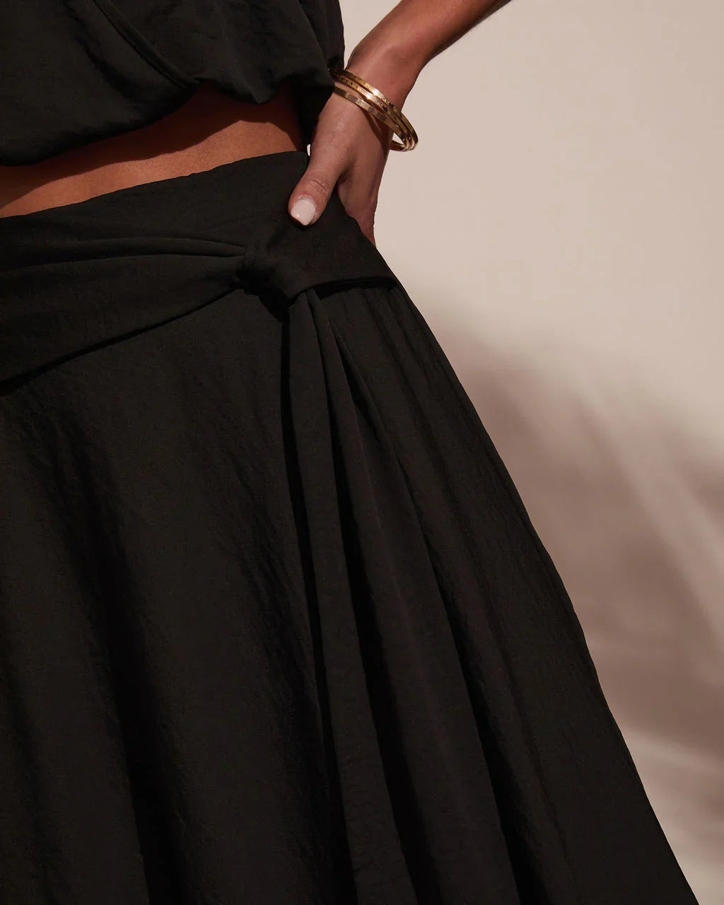 Sharena Waist Tie Midi Skirt