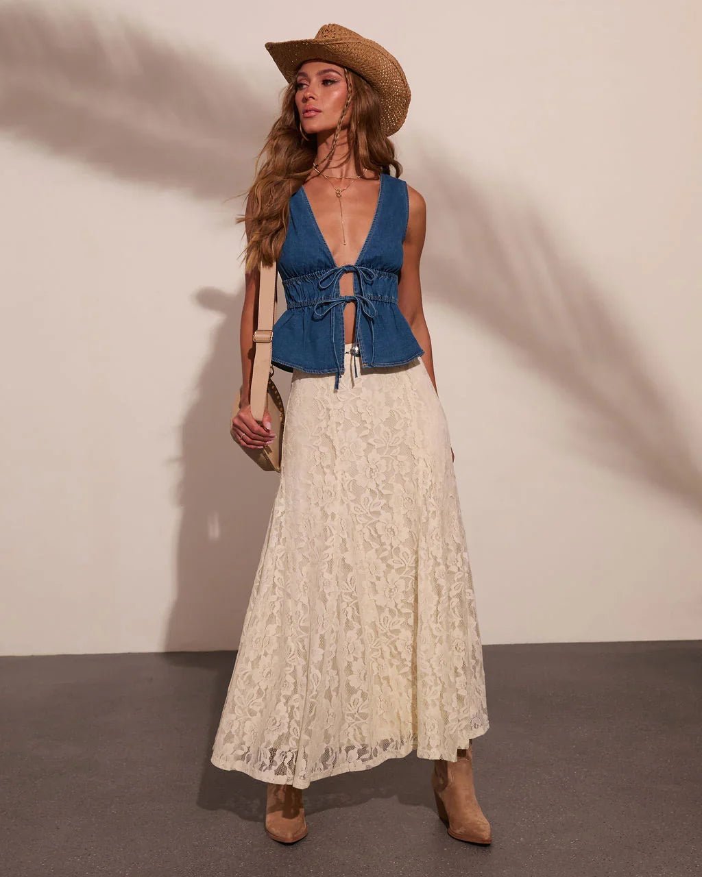Prairie Spell Floral Lace Maxi Skirt
