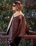 Kelsei Vegan Leather Sherpa Lined Coat