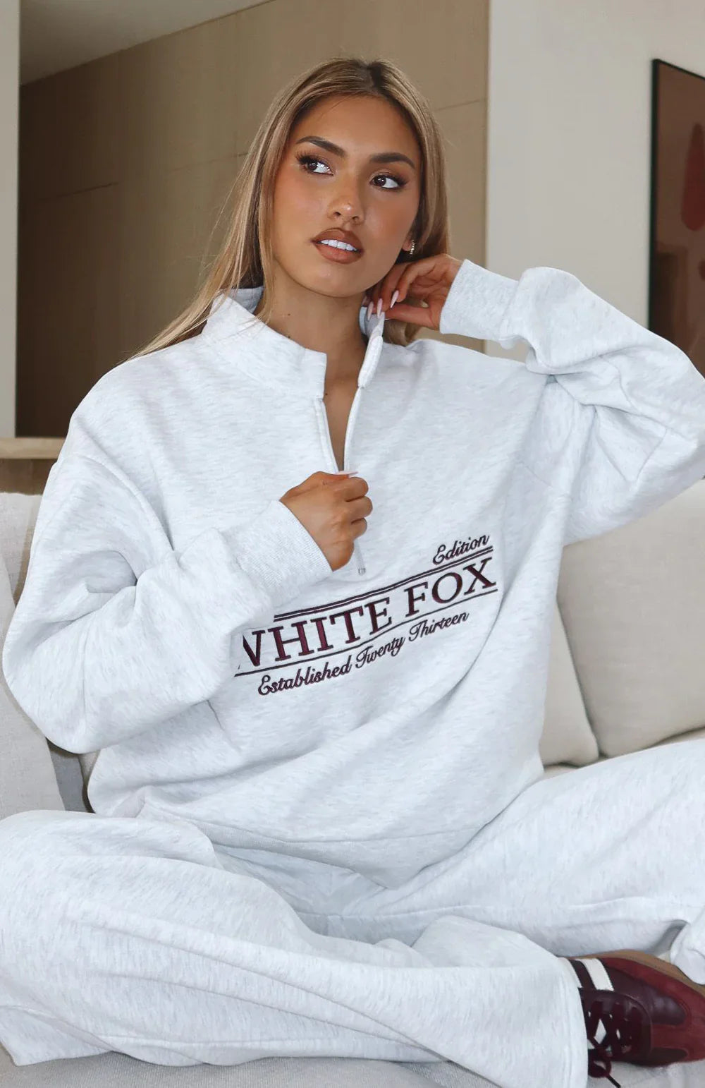 Standing My Ground Zip Front Sweater Grey Marle
