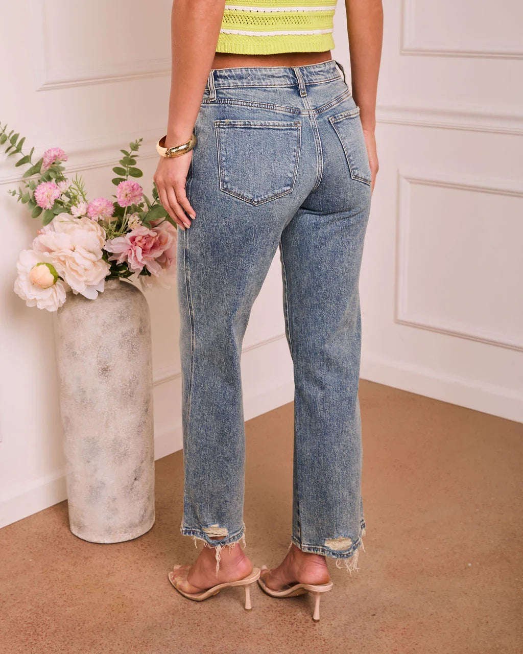 Timeless Studio Super Stretch Mid Rise Straight Leg Jeans