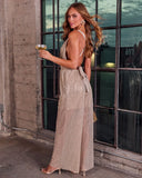 Champagne Stardust Sequin Jumpsuit