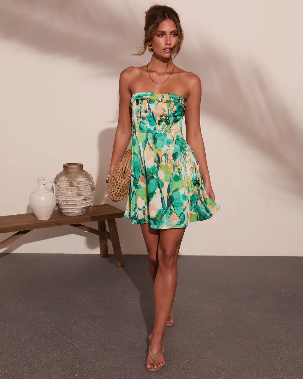 Tiki Breeze Abstract Print Mini Dress