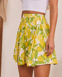 Sweet Zest Lemon Print Mini Skirt