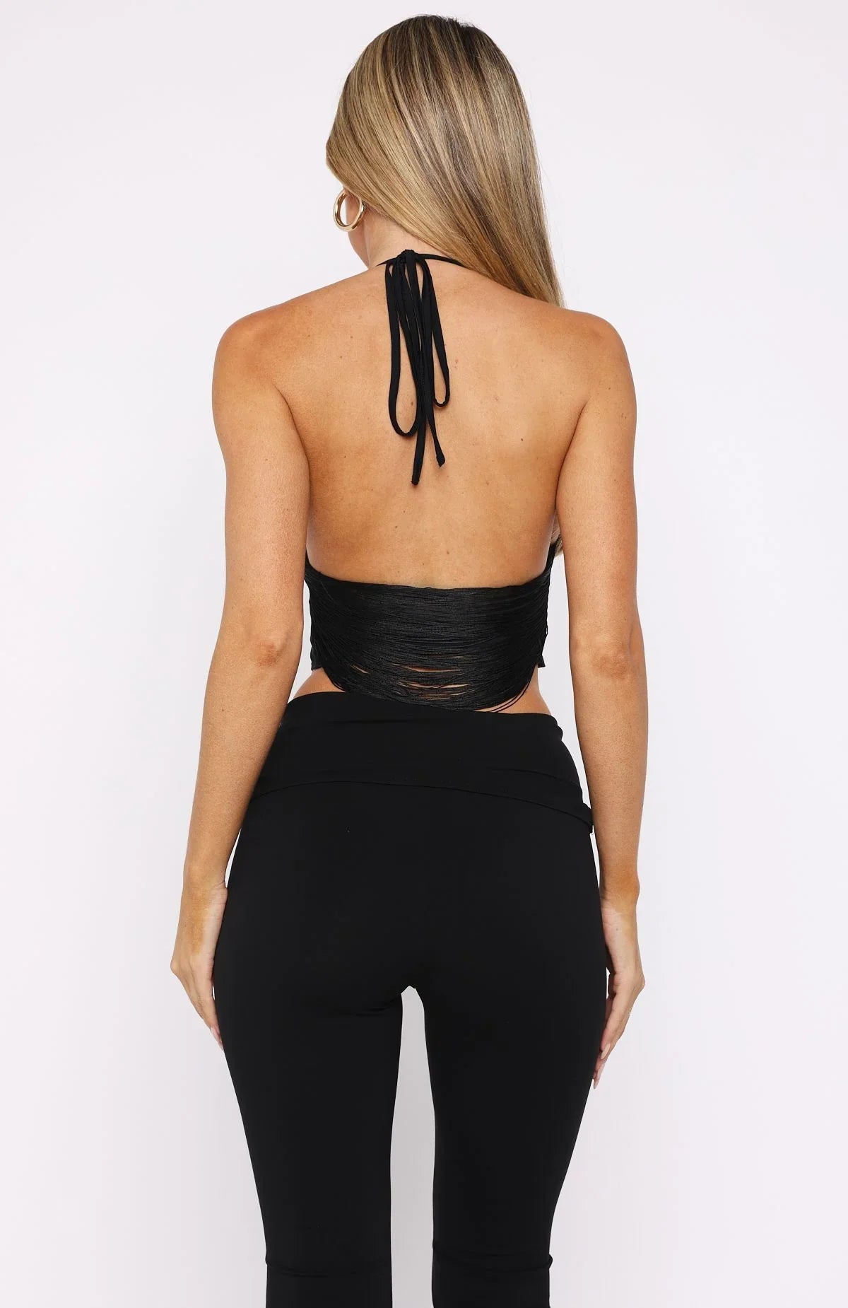 Roller Queen Fringe Halter Top Black