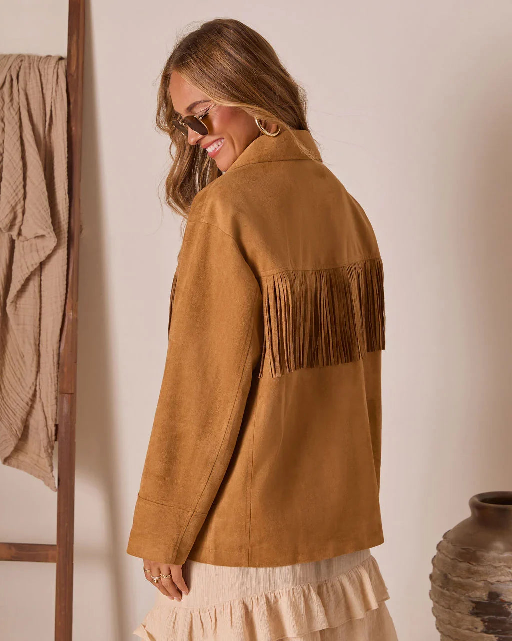 Even Ember Suede Fringe Jacket