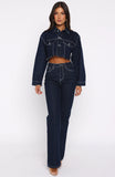Something To Prove High Rise Straight Leg Jeans Dark Indigo