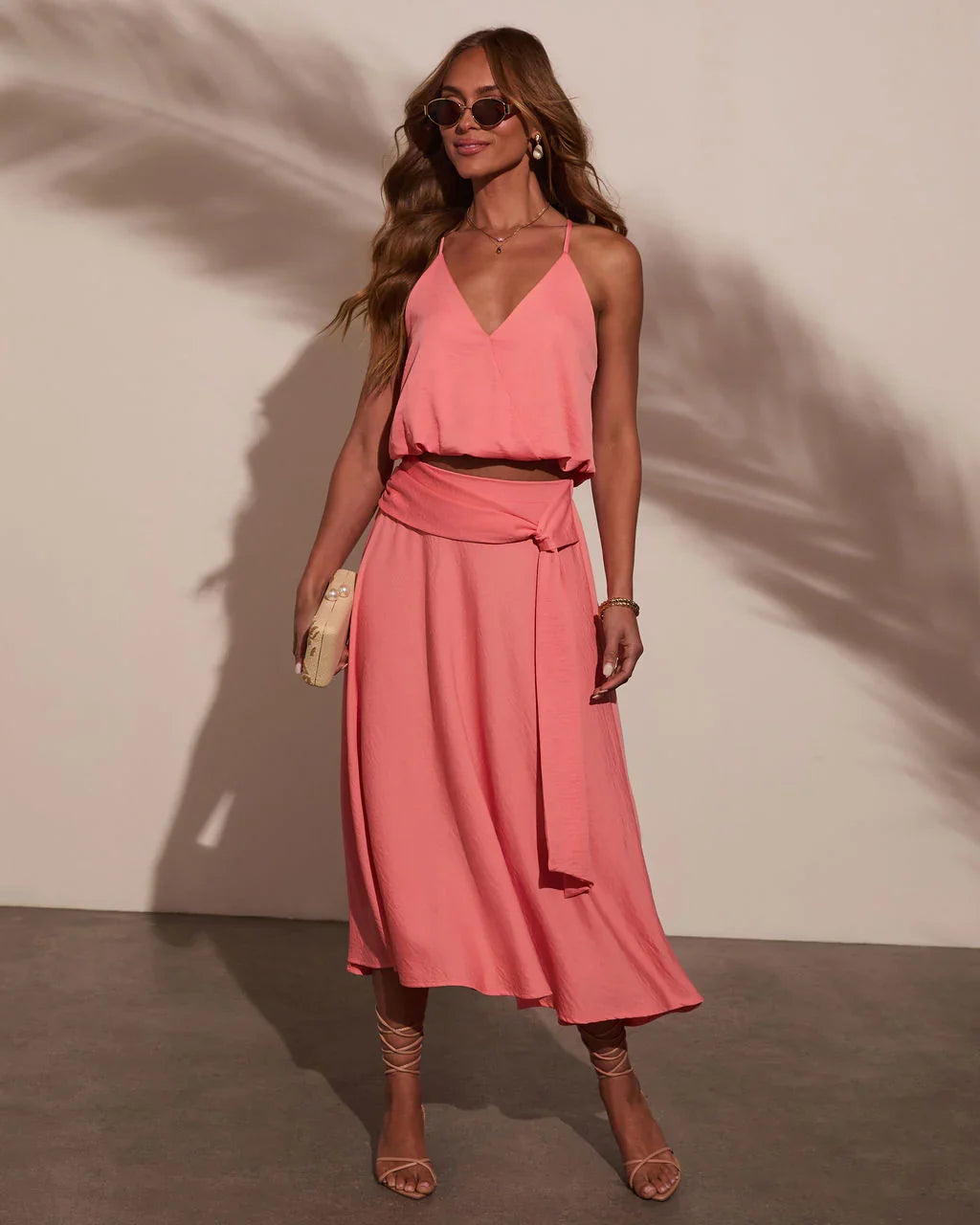 Sharena Waist Tie Midi Skirt