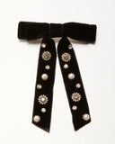 Valerie Velvet Embellished Hair Bow Clip