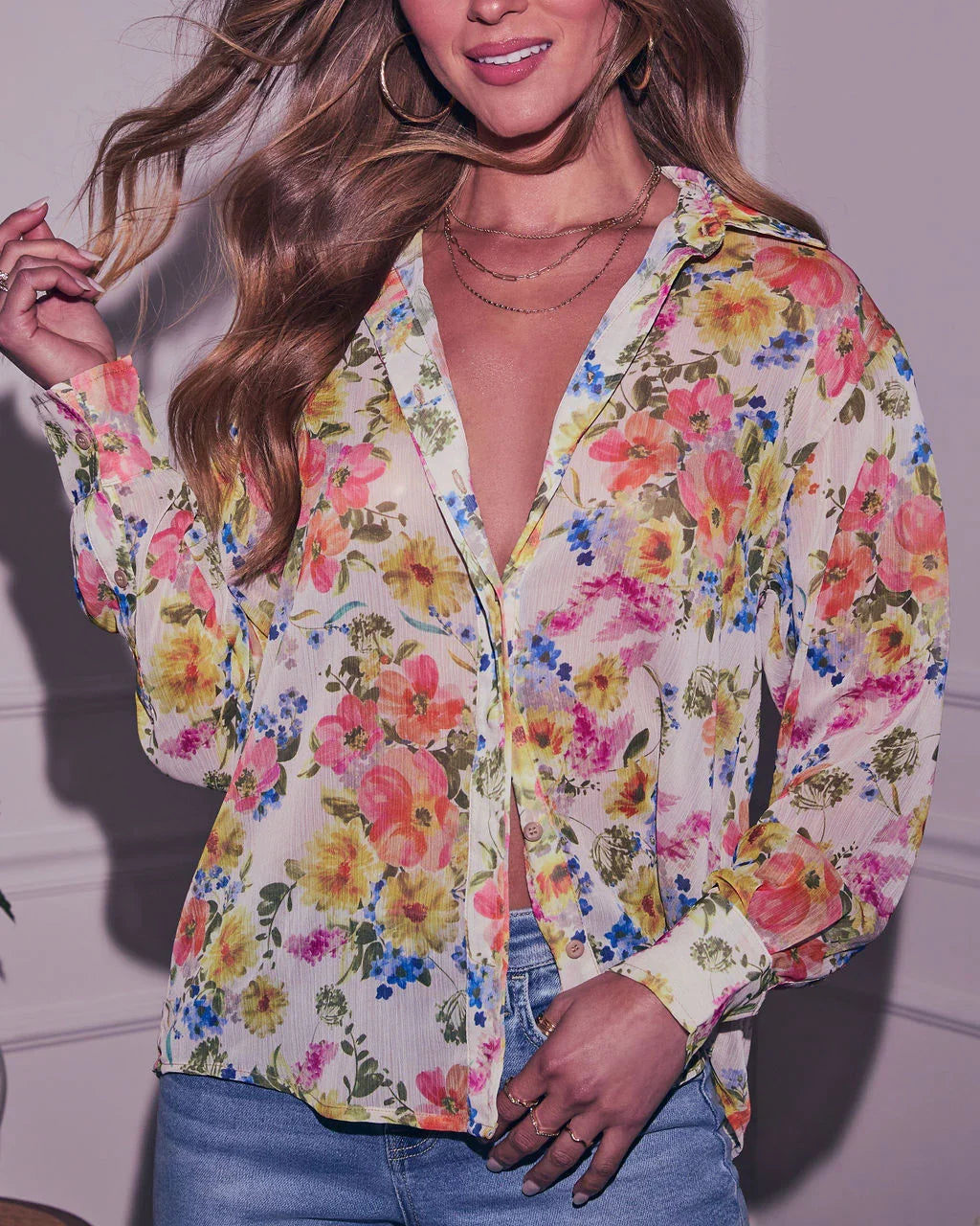 Alasia Floral Collared Top