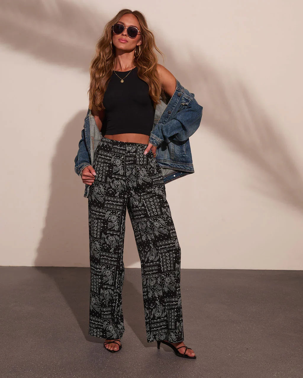 Elenne Bandana Paisley Print Wide Leg Pants