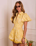Quiet Spring Paisley Bubble Hem Mini Shirt Dress