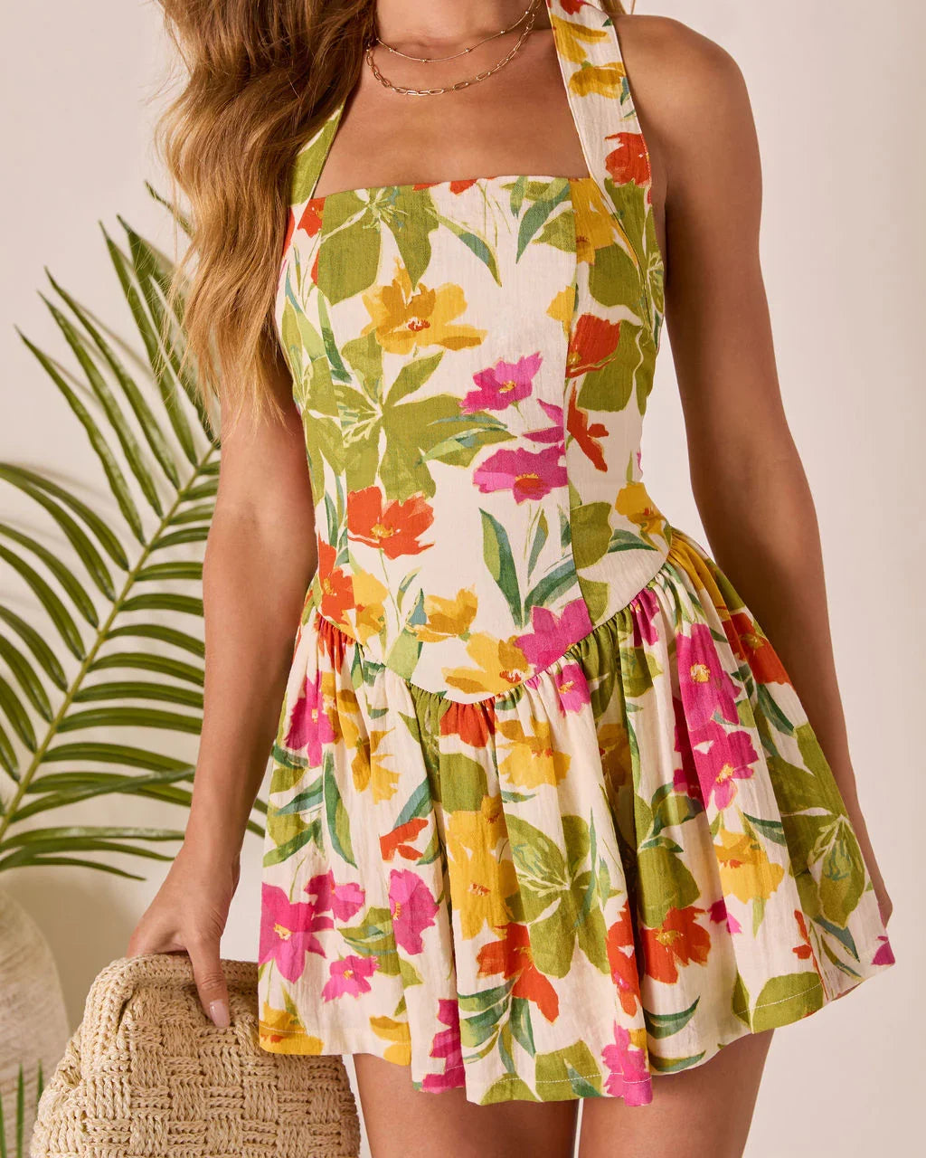 Betsie Halter Neck Floral Mini Dress