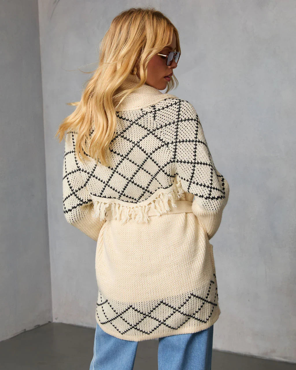 Cloudberry Fringe Waist Tie Sweater